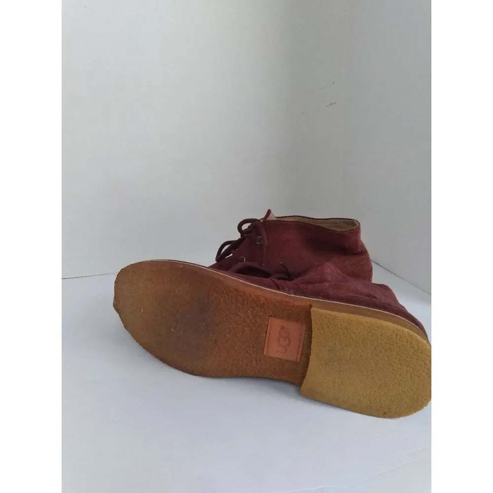 UGG‎ Australia Leighton Burgundy Suede Chukka Desert Boots Mens Wine Red